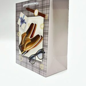 Пакет подарочный серый с туфлями 3d 18*10*23см арт.wb-8081-3s