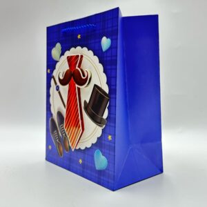 Пакет подарочный синий с галстуком 3d 18*10*23см арт.wb-8081-1s