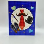 Пакет подарочный синий с галстуком 3d 18*10*23см арт.wb-8081-1s