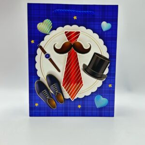 Пакет подарочный синий с галстуком 3d 18*10*23см арт.wb-8081-1s