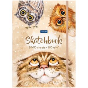 Скетчбук Hatber Котик и совы 80-50л арт.23722