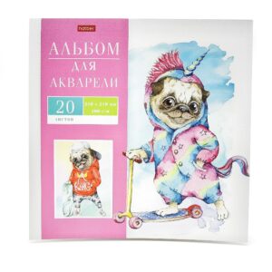 Альбом для акварели Hatber Мопс 20л арт.27386