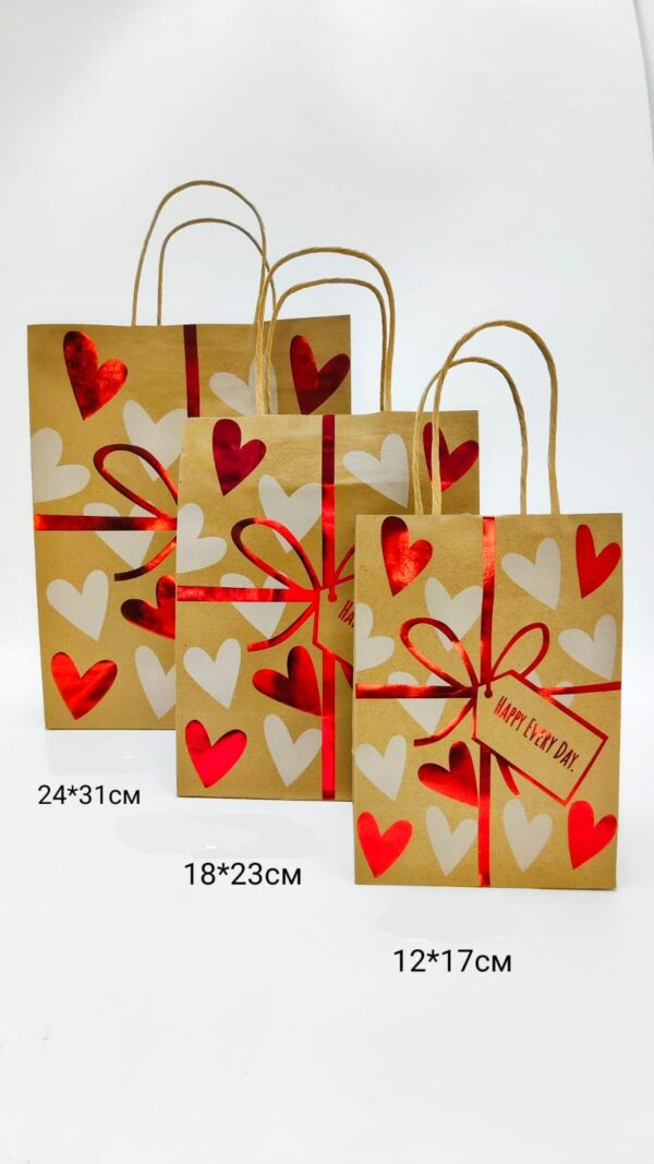 Пакет подарочный 24*31см happy every day арт.lclp-l-929 крафтовый с красным