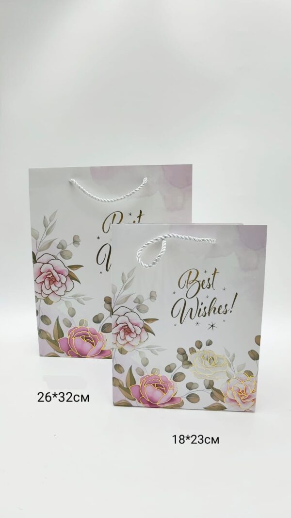 Пакет подарочный 18*23см Best wishes арт.qzhzd-1017c-3