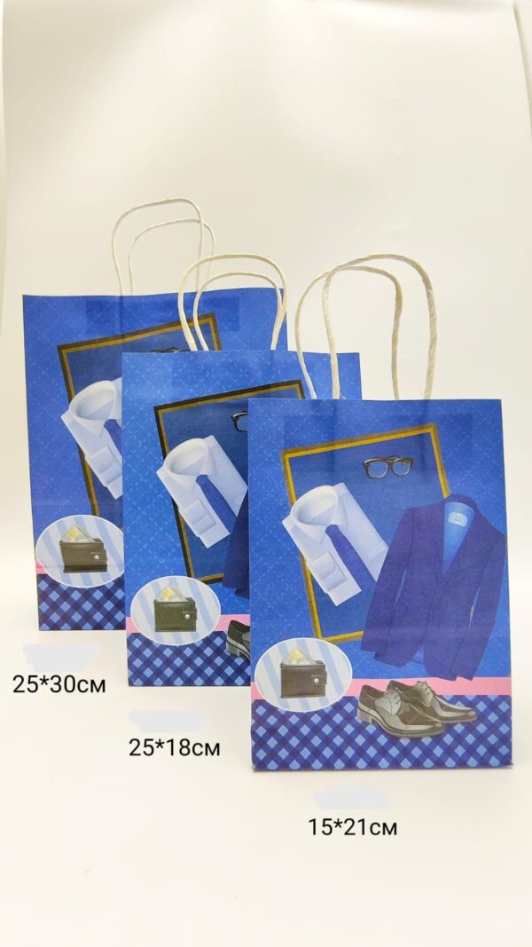 Пакет подарочный 25*18см Мужские аксессуары арт.jk1647b-4 синий