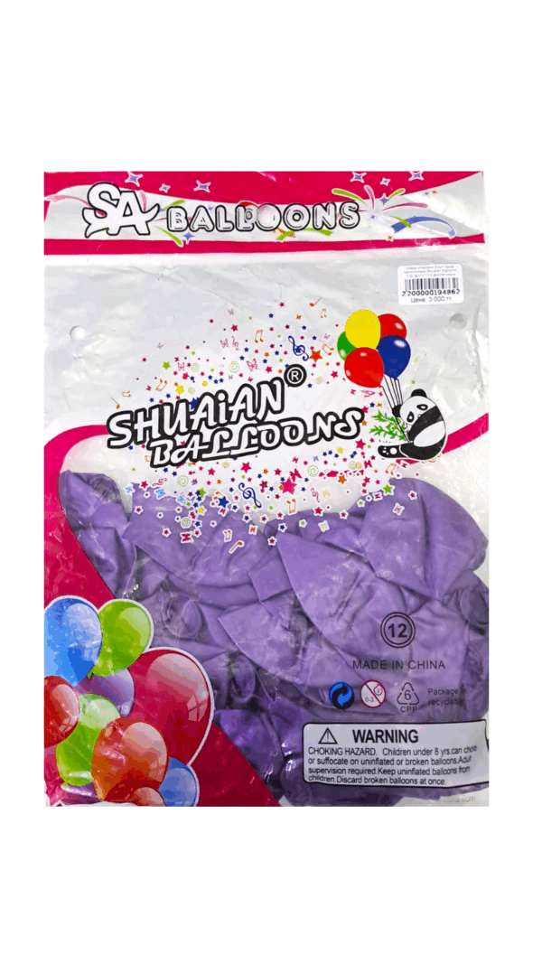 Шары упаковка 50шт Хром однотонные Shuaian Balloons 12д арт.tr1113 фиолетовые