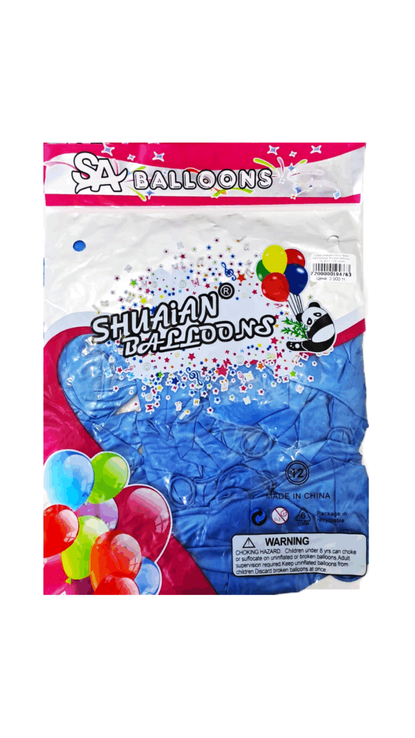 Шары упаковка 50шт Хром однотонные Shuaian Balloons 12д арт.tr1104 синие