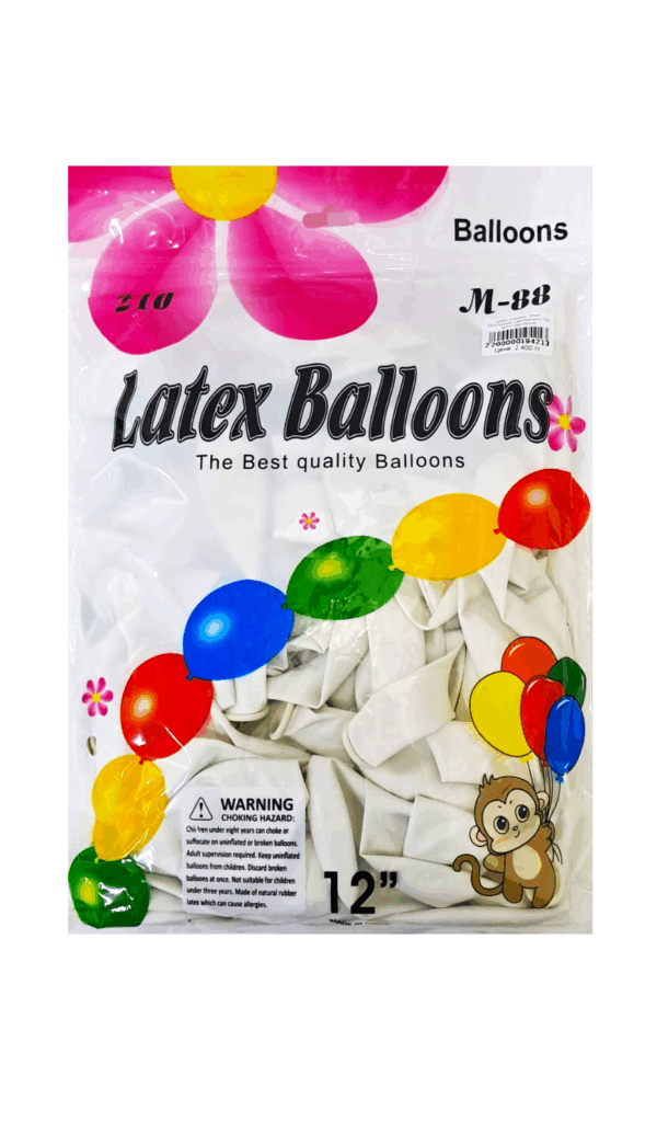 Шары упаковка 100шт однотонные Latex Balloons 12д арт.tr1046 белый
