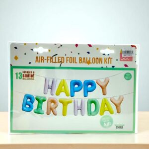 Растяжка фольга Happy Birthday арт.t-293 разноцветная
