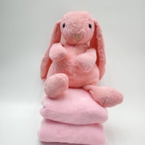 Мягкая игрушка Зайка с пледом 40см арт.m26p розовый