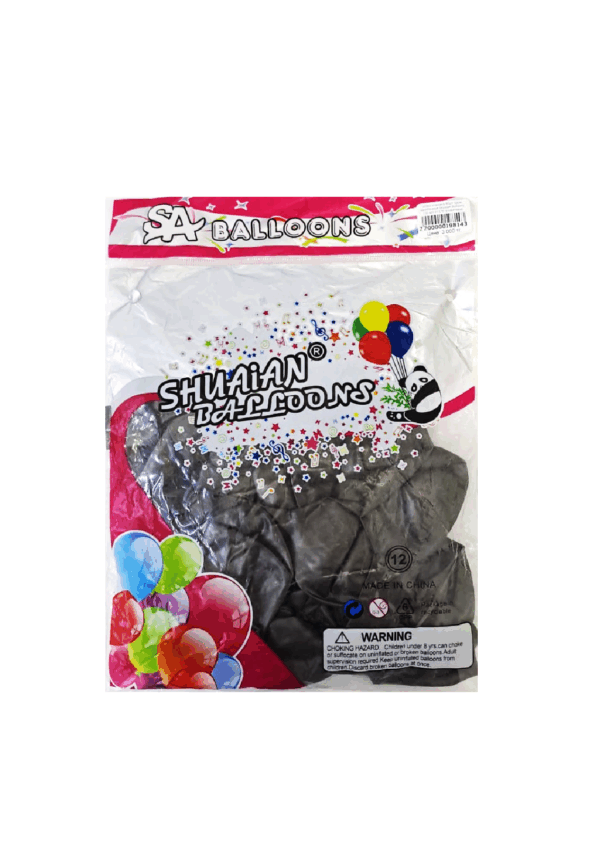 Шары упаковка 50шт Хром однотонные Shuaian Balloons 12д арт.tr1378 графитовые