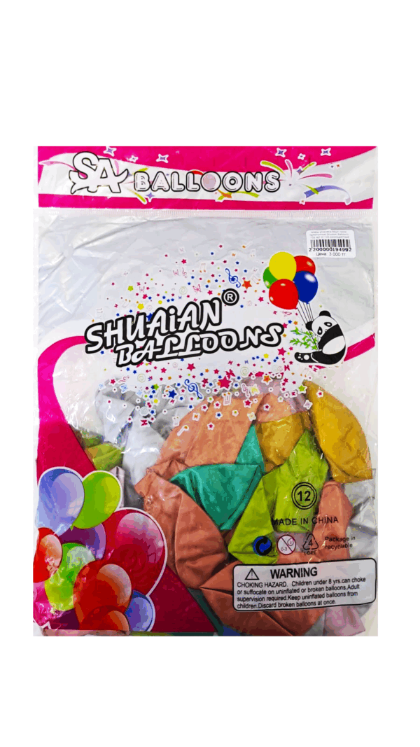 Шары упаковка 50шт Хром однотонные Shuaian Balloons 12д арт.tr1126 разноцветные