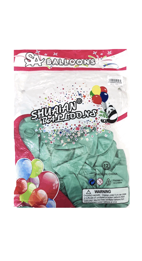 Шары упаковка 50шт Хром однотонные Shuaian Balloons 12д арт.tr1120 пыльно-бирюзовый