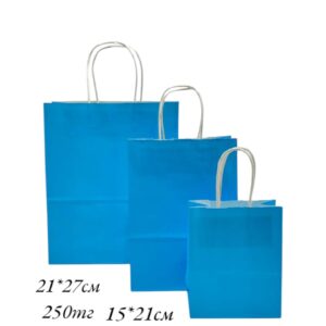 Пакет подарочный крафт 15*21см арт.pk11 ярко-голубой