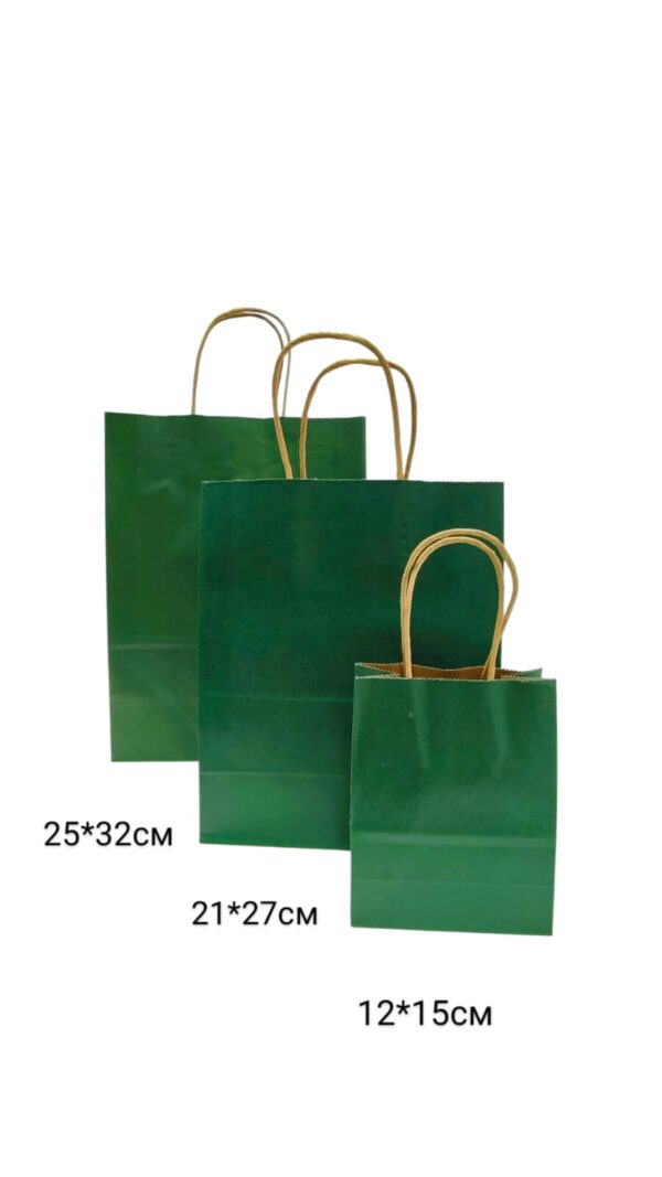 Пакет подарочный крафт 12*15см арт.pk15 темно-зеленый