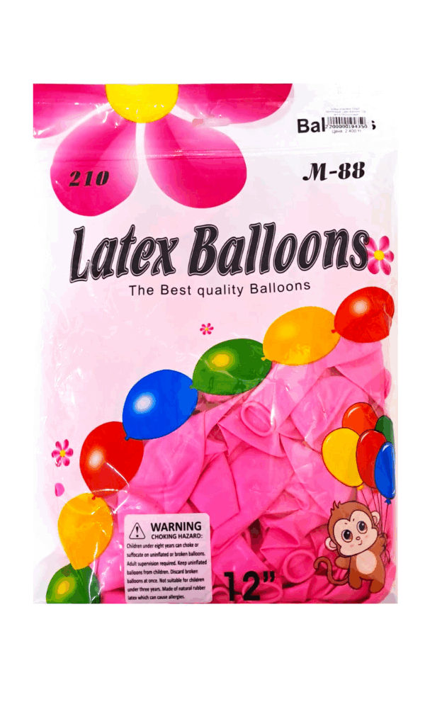 Шары упаковка 100шт однотонные Latex Balloons 12д арт.tr1060 розовые
