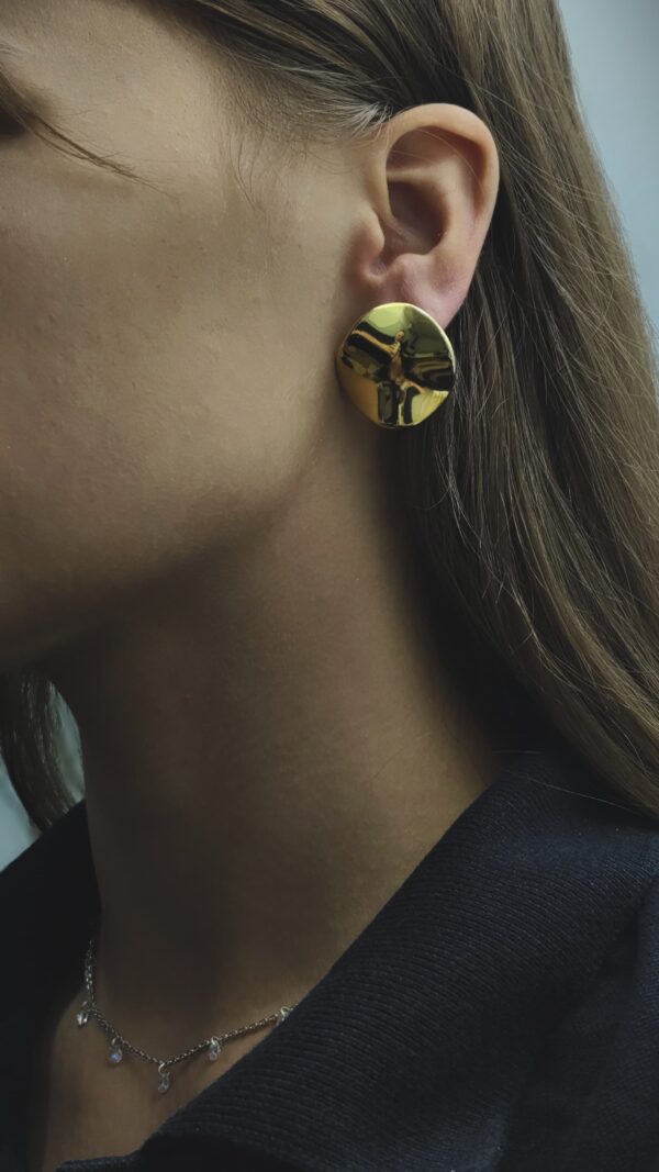 Серьги Круглые титан мятый 2,5см арт.tr1791 золото