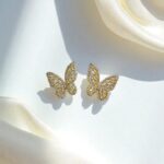 Серьги титан Бабочки со стразами арт.tr2173 золото