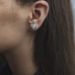 Серьги Сердце титан со стразами 1см арт.tr1763 серебро