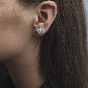 Серьги Сердце титан со стразами 1см арт.tr1763 серебро