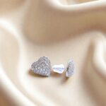 Серьги Сердце титан со стразами 1см арт.tr1763 серебро