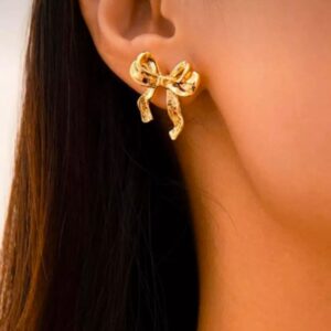 Серьги Бантики титан 2,5см арт.tr1772 золото