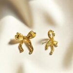 Серьги Бантики титан 2,5см арт.tr1772 золото