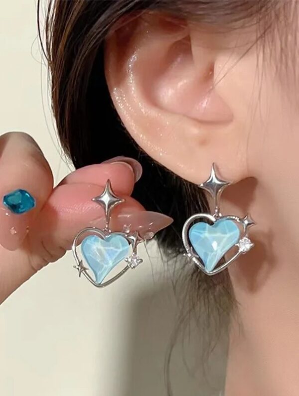 Серьги Сердце с голубым камнем арт.tr2184 серебро