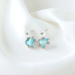 Серьги Сердце с голубым камнем арт.tr2184 серебро