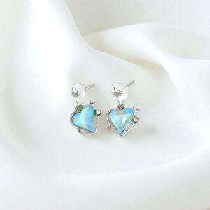 Серьги Сердце с голубым камнем арт.tr2184 серебро