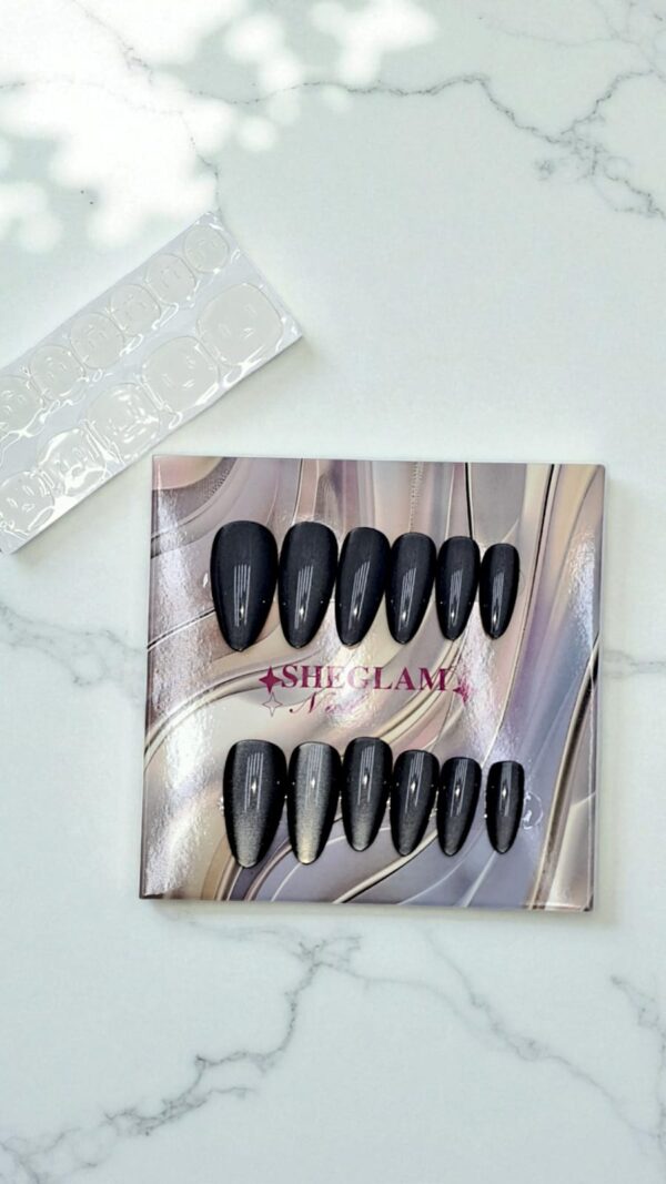 Ногти накладные кошачий глаз Sheglam Nail миндаль арт.tr2218 черные
