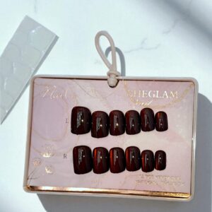Ногти накладные кошачий глаз Sheglam Nail короткий квадрат арт.tr2232 кроваво-красные