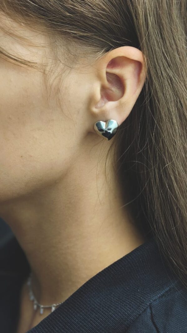 Серьги Сердце титан 1,5см арт.tr1761 серебро