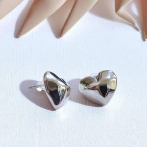 Серьги Сердце титан 1,5см арт.tr1761 серебро