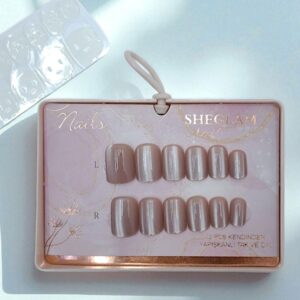 Ногти накладные кошачий глаз Sheglam Nail короткий квадрат арт.tr2239 розово-коричневые