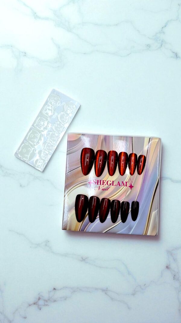 Ногти накладные кошачий глаз Sheglam Nail миндаль арт.tr2217 кроваво-красные