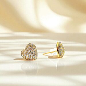Серьги Сердце титан со стразами 1см арт.tr1762 золото