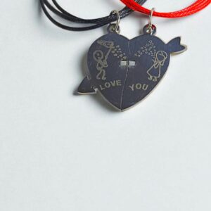 Браслеты парные на шнурке с магнитом сердце Love You арт.tr1832 серебро