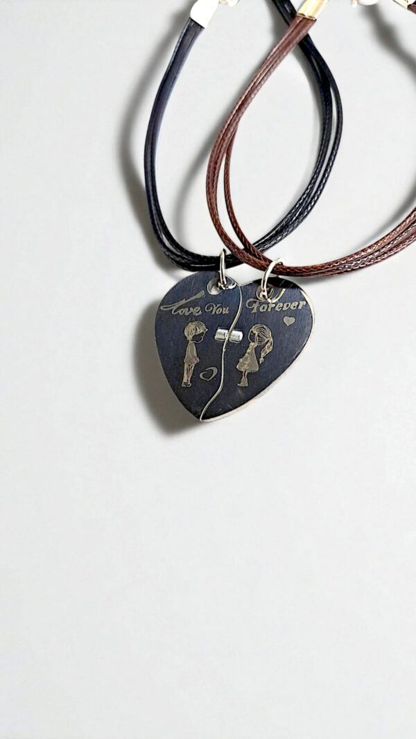 Браслеты парные на шнурке с магнитом сердце Love You Forever арт.tr1830 серебро