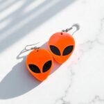 Серьги Хэллоуин голова НЛО арт.tr2195 черно-оранжевые