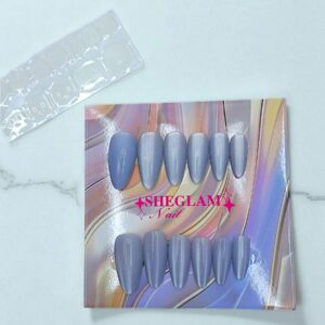 Ногти накладные кошачий глаз Sheglam Nail миндаль арт.tr2220 серо-голубые