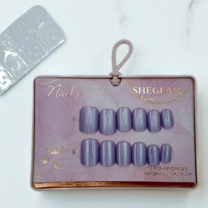 Ногти накладные кошачий глаз Sheglam Nail короткий квадрат арт.tr2240 бело-сиреневые