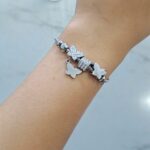Браслет титан под Pandora с бабочками арт.tr1846 серебро