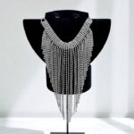 Чокер длинный стразы 6рядов арт.tr2011 серебро