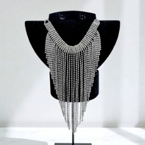 Чокер длинный стразы 6рядов арт.tr2011 серебро