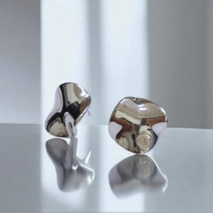 Серьги Круглые титан мятый 2,5см арт.tr1792 серебро