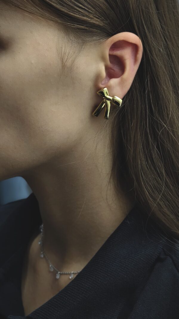 Серьги Бантики титан 2*2,5см арт.tr1775 золото