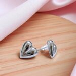 Серьги Сердце титан 1,5см арт.tr1757 серебро