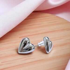 Серьги Сердце титан 1,5см арт.tr1757 серебро
