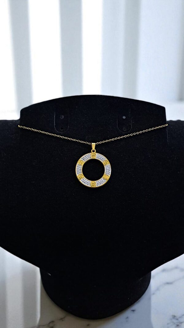Кулон титан под Love Cartier со стразами арт.tr2111 золото